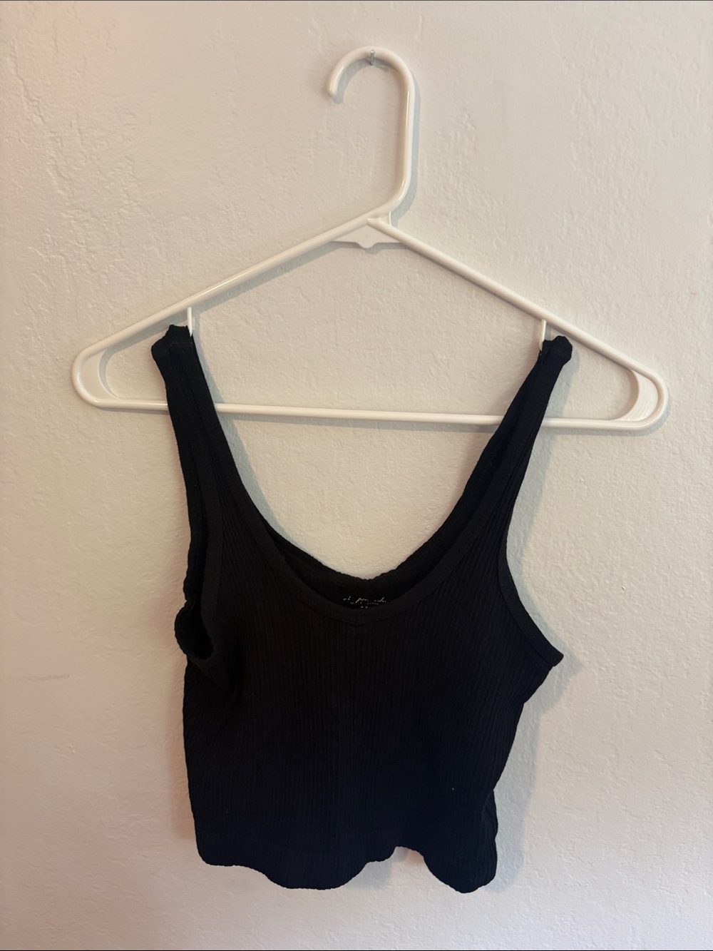 Free People Black Ribbed Crop Tank